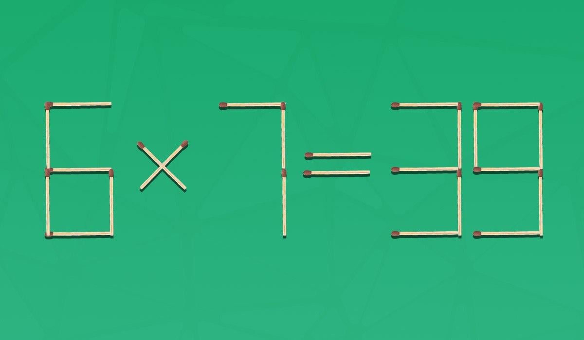 É necessário remover 2 correspondências para que a igdade esteja correta: um teste de QI rápido