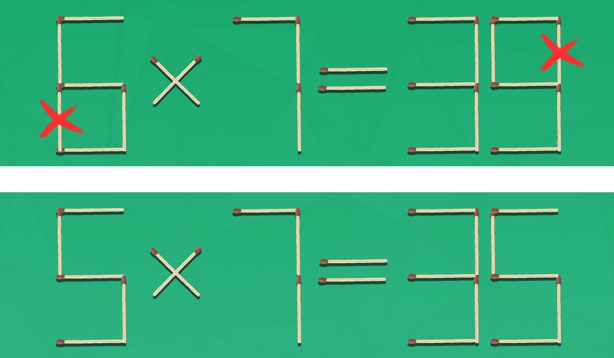 É necessário remover 2 correspondências para que a igdade seja correta: um teste rápido de QI